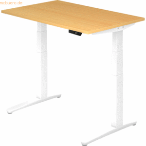 mcbuero.de Sitz-Steh-Schreibtisch elektrisch 120x80cm Buche/Weiß