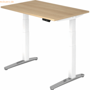 mcbuero.de Sitz-Steh-Schreibtisch elektrisch 120x80cm Eiche/Weiß-alu