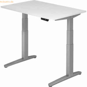 mcbuero.de Sitz-Steh-Schreibtisch elektrisch 120x80cm Weiß/Silber