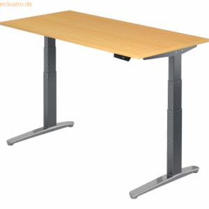 mcbuero.de Sitz-Steh-Schreibtisch elektrisch 160x80cm Buche/Graphit-al