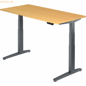 mcbuero.de Sitz-Steh-Schreibtisch elektrisch 160x80cm Buche/Graphit