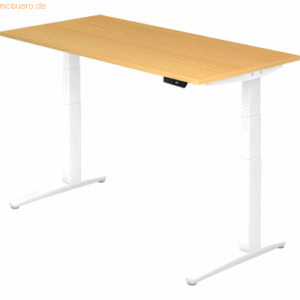 mcbuero.de Sitz-Steh-Schreibtisch elektrisch 160x80cm Buche/Weiß