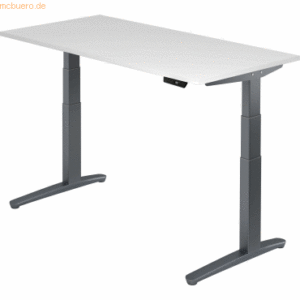 mcbuero.de Sitz-Steh-Schreibtisch elektrisch 160x80cm Weiß/Graphit