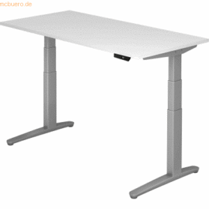 mcbuero.de Sitz-Steh-Schreibtisch elektrisch 160x80cm Weiß/silber