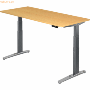 mcbuero.de Sitz-Steh-Schreibtisch elektrisch 180x80cm Buche/Graphit-al