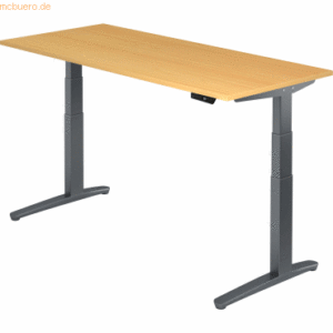 mcbuero.de Sitz-Steh-Schreibtisch elektrisch 180x80cm Buche/Graphit