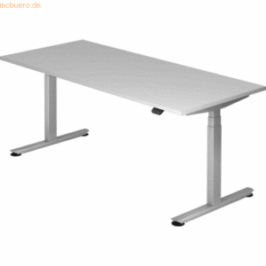 mcbuero.de Sitz-Steh-Schreibtisch elektrisch 180x80 -127cm Grau/Silber