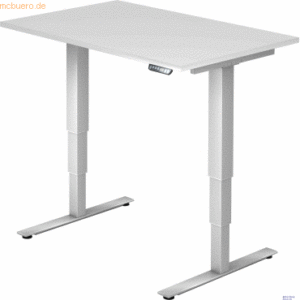 mcbuero.de Schreibtisch 120x80x62-127cm weiß/silber elektrisch höhenve