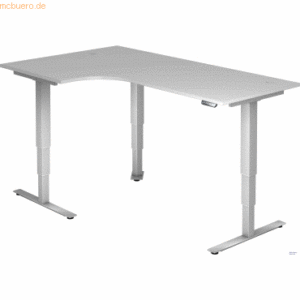 mcbuero.de Schreibtisch 200x120x62-127cm grau/silber elektrisch höhenv