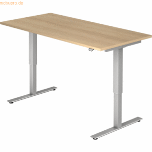 mcbuero.de Sitz-Steh-Schreibtisch elektrisch 160x80cm Eiche/Silber