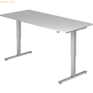 mcbuero.de Sitz-Steh-Schreibtisch elektrisch 180x80cm Grau/Silber