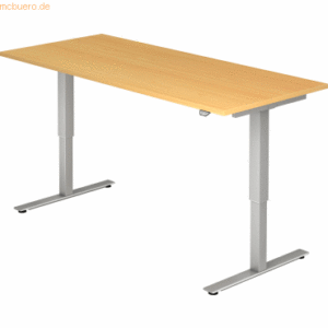 mcbuero.de Sitz-Steh-Schreibtisch elektrisch 180x80cm Buche/Silber