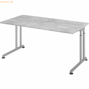 mcbuero.de Schreibtisch C-Fuß 160x80cm Beton/Silber