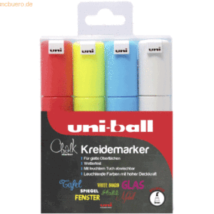 6 x Uni-Ball Kreidemarker Uni Chalk PWE-8K 8mm sortiert VE=4 Stück