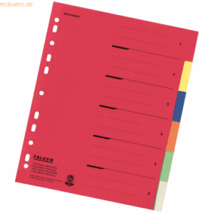 Falken Register A4 blanko Karton 6-teilig farbig