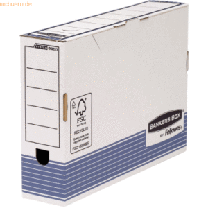10 x Bankers Box Archivschachtel Folio 80mm weiß/blau FSC