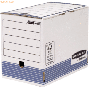 10 x Bankers Box Archivschachtel A4 20cm weiß/blau FSC