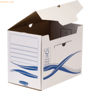 Bankers Box Archivschachtel Basic 200mm 197x250x325mm weiß/blau VE=10