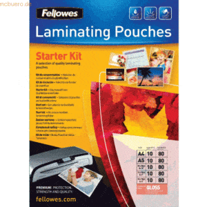 Fellowes Laminierfolie Starter-Packung (5 Formate) 80mic VE=5x10 Stück
