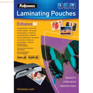 Fellowes Laminierfolie Fotoformat 10x15cm 80mic glänzend VE=25 Stück