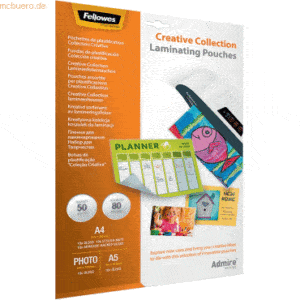 10 x Fellowes Laminierfolie Admire Creative Collection A4/A5 sortiert