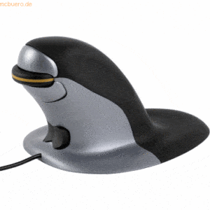 Fellowes Maus Penguin mit Kabel Größe L beidhändig vertikal schwarz/si