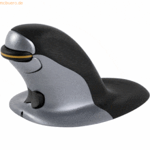 Fellowes Maus Penguin kabellos Größe L beidhändig vertikal schwarz/sil