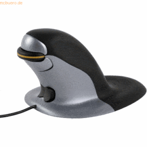 Fellowes Maus Penguin mit Kabel Größe M beidhändig vertikal schwarz/si