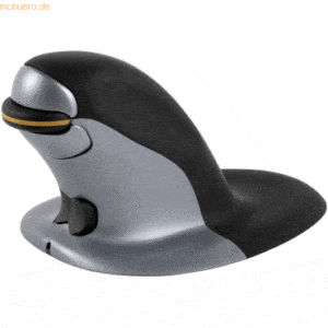 Fellowes Maus Penguin kabellos Größe M beidhändig vertikal schwarz/sil