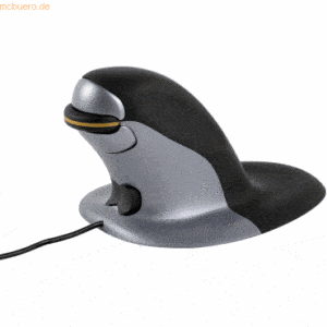 Fellowes Maus Penguin mit Kabel Größe S beidhändig vertikal schwarz/si