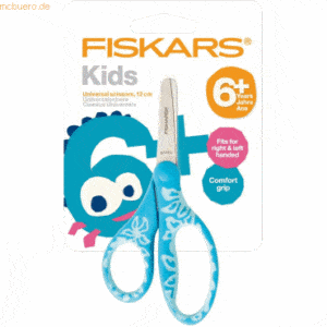 Fiskars Kinderschere 12cm türkise/pinke Blumen beidhändig