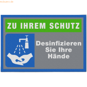 Logotex Schmutzfangmatte 'Hände desinfizieren' 60x90cm Polyamid grau/g