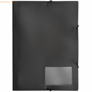 10 x Foldersys Eckspannmappe A4 PP mit Klappen vollfarbig schwarz