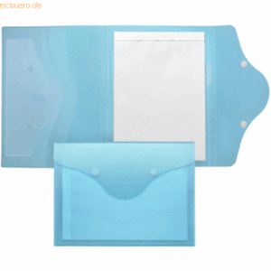 Foldersys Schreibmappe A4 PP mit Schreibblock Klettverschluss blau tra