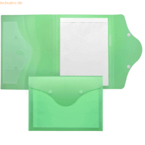 Foldersys Schreibmappe A4 PP mit Schreibblock Klettverschluss grün tra