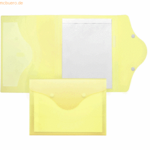 Foldersys Schreibmappe A4 PP mit Schreibblock Klettverschluss gelb tra