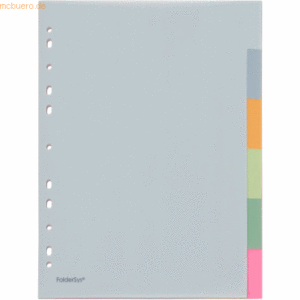 10 x Foldersys Register A4 PP 6-teilig blanko mehrfarbig