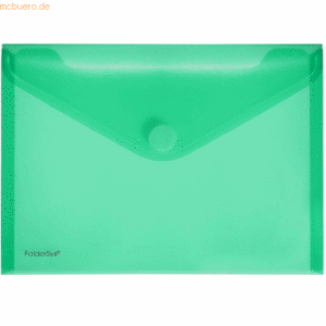 10 x Foldersys Dokumentenmappe A5 quer PP Klettverschluss grün transpa