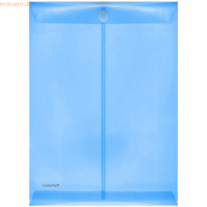 10 x Foldersys Dokumentenmappe A4 hoch PP Klettverschluss blau transpa
