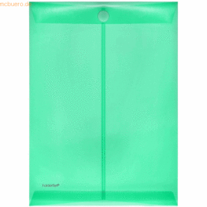 10 x Foldersys Dokumentenmappe A4 hoch PP Klettverschluss grün transpa