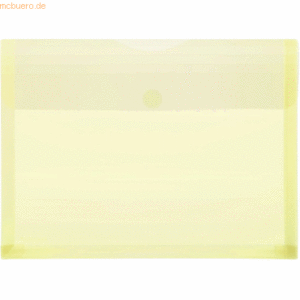 10 x Foldersys Dokumentenmappe A4 PP Dehnfalte Klettverschluss gelb tr