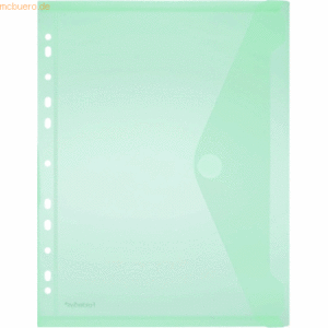 10 x Foldersys Dokumentenmappe A4 PP mit Lochrand Klettverschluss grün
