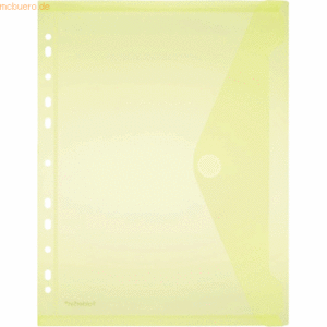 10 x Foldersys Dokumentenmappe A4 PP mit Lochrand Klettverschluss gelb