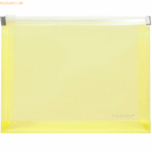10 x Foldersys Gleitverschlusstasche A6 PP Falte 30mm gelb transluzent