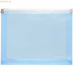10 x Foldersys Gleitverschlusstasche A5 PP Falte 30mm blau transluzent