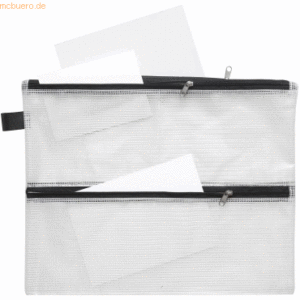 Foldersys Reißverschlusstasche A4 PVC 4 Fächer klar gewebeverstärkt Zi
