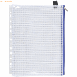 10 x Foldersys Reißverschluss-Beutel A4 PVC mit Abheftrand und Zip bla