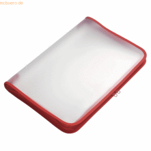 Foldersys Reißverschlusstasche B4 PP farblos transluzent Zip rot