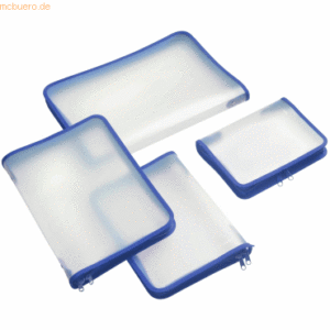 Foldersys Reißverschlusstasche A4 PP farblos transluzent Zip blau