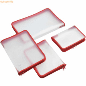Foldersys Reißverschlusstasche A4 PP farblos transluzent Zip rot